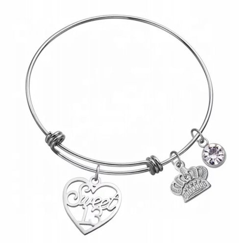 Bangle Bracelet - Silver Plated Sweet 13  (read desc)